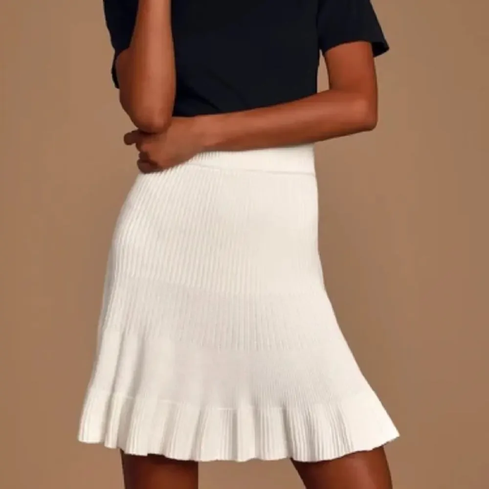 Free People Solid Gold Ivory Ribbed Knit Skirt Women's Size XS NWT